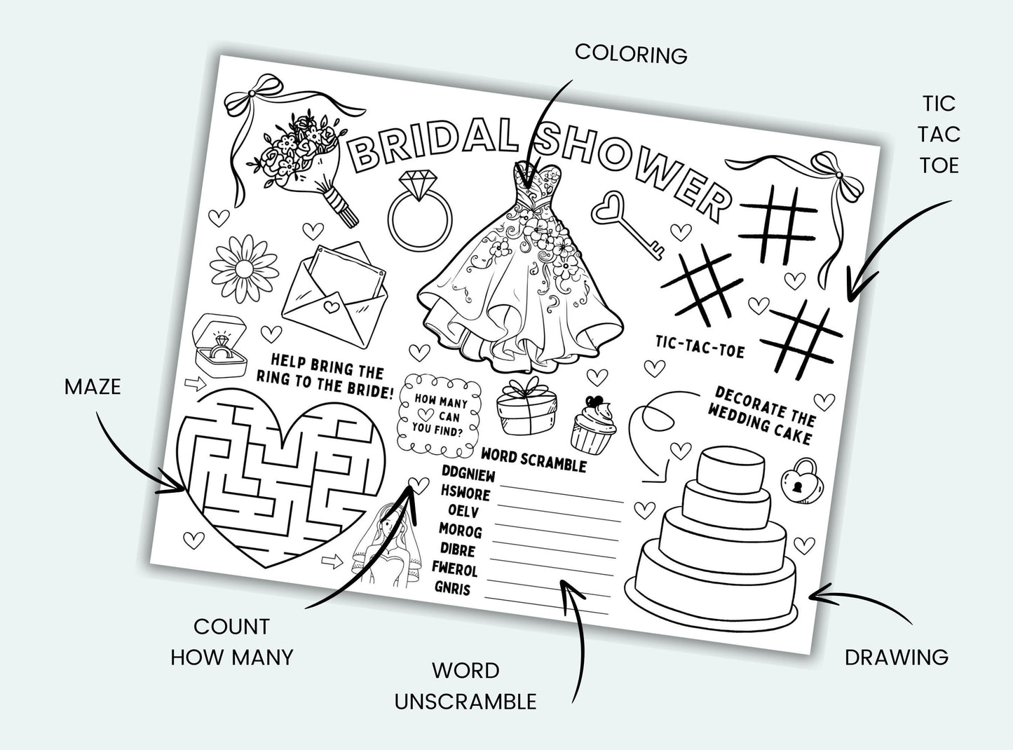 Bridal Shower Activity Placemat