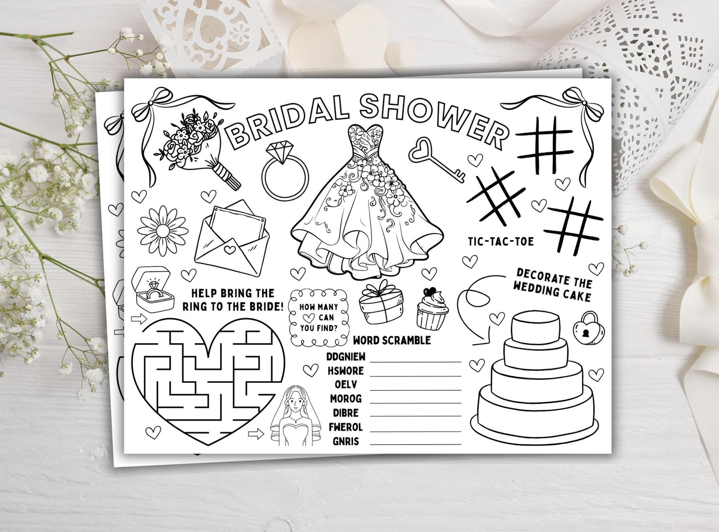 Bridal Shower Activity Placemat
