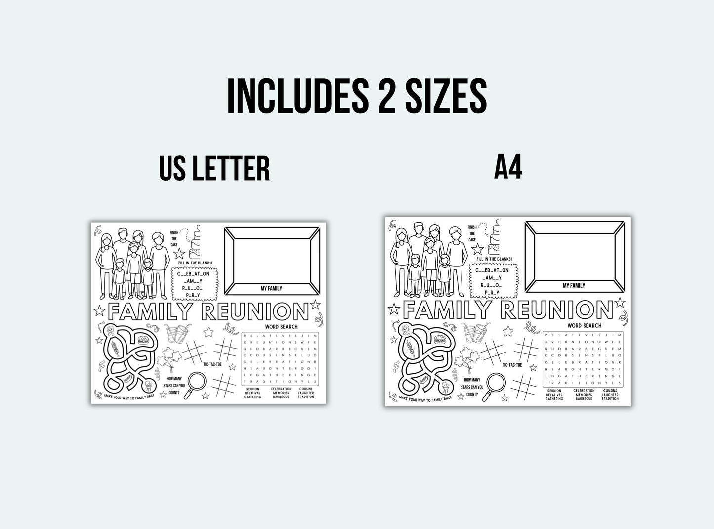 Family Reunion Activity Placemat