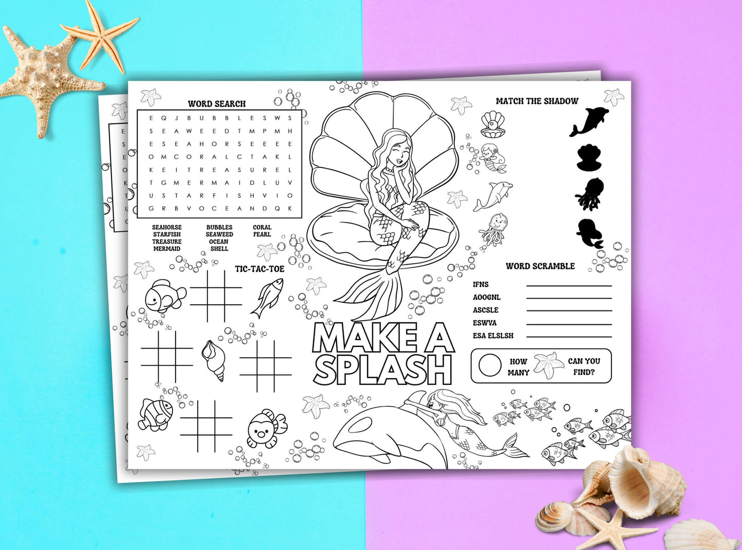 Mermaid Party Activity Placemat