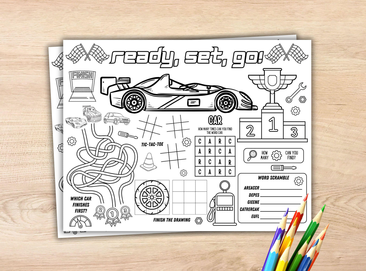 Race Car Party Activity Placemat