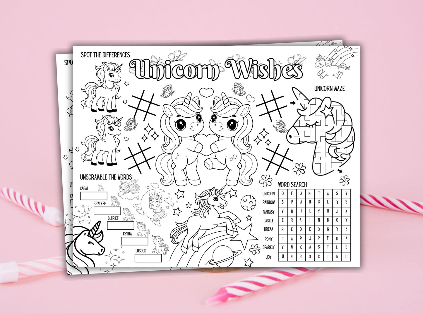 Unicorn Party Activity Placemat