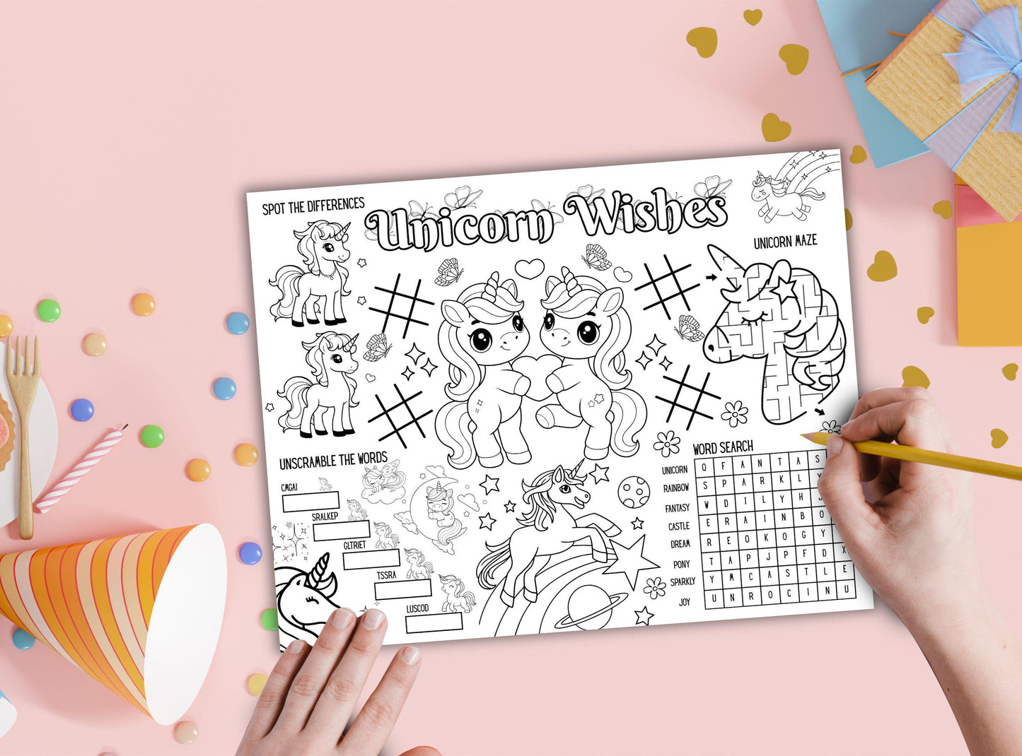 Unicorn Party Activity Placemat