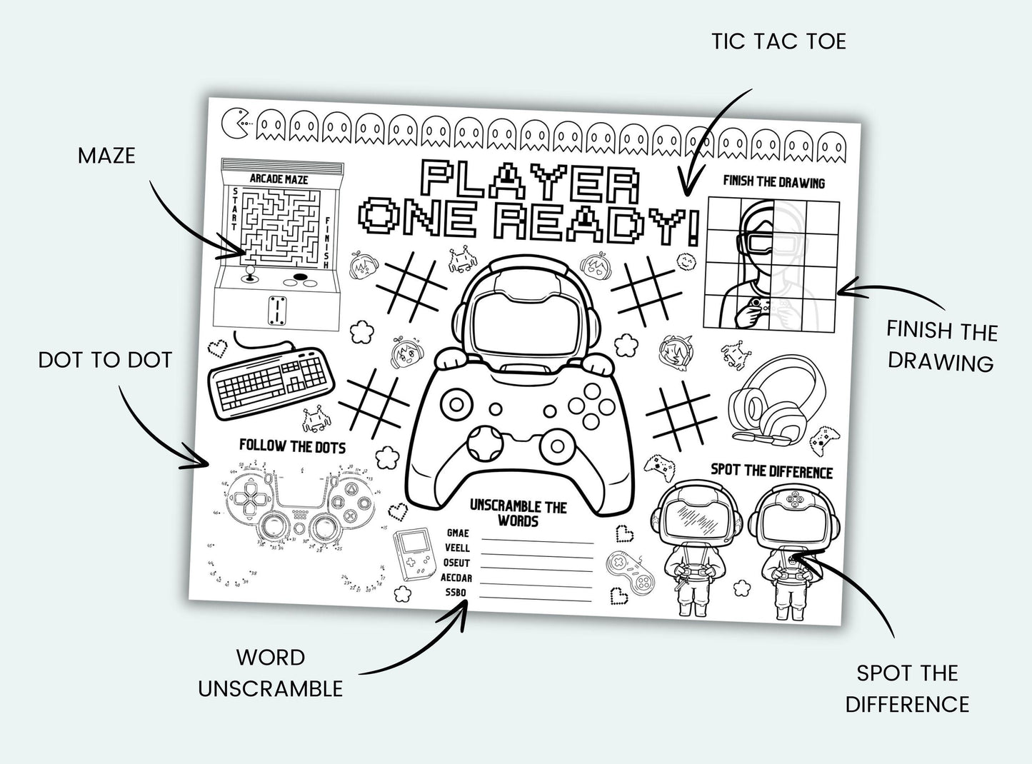 Gaming Party Activity Placemat