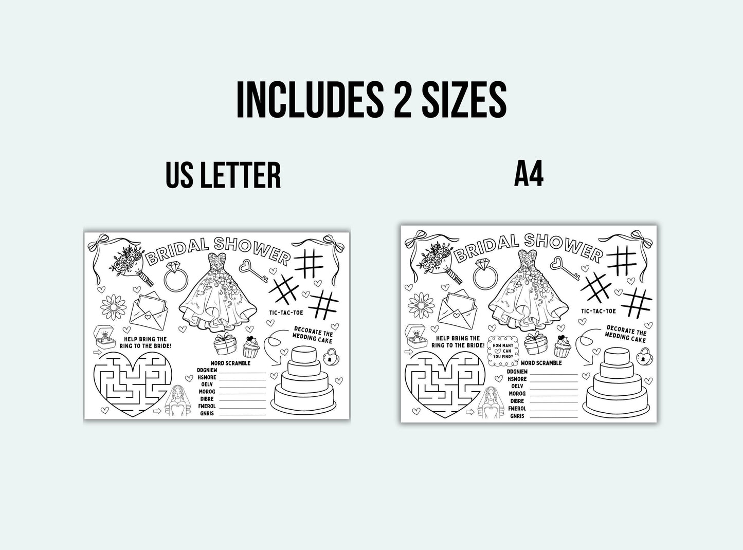 Bridal Shower Activity Placemat