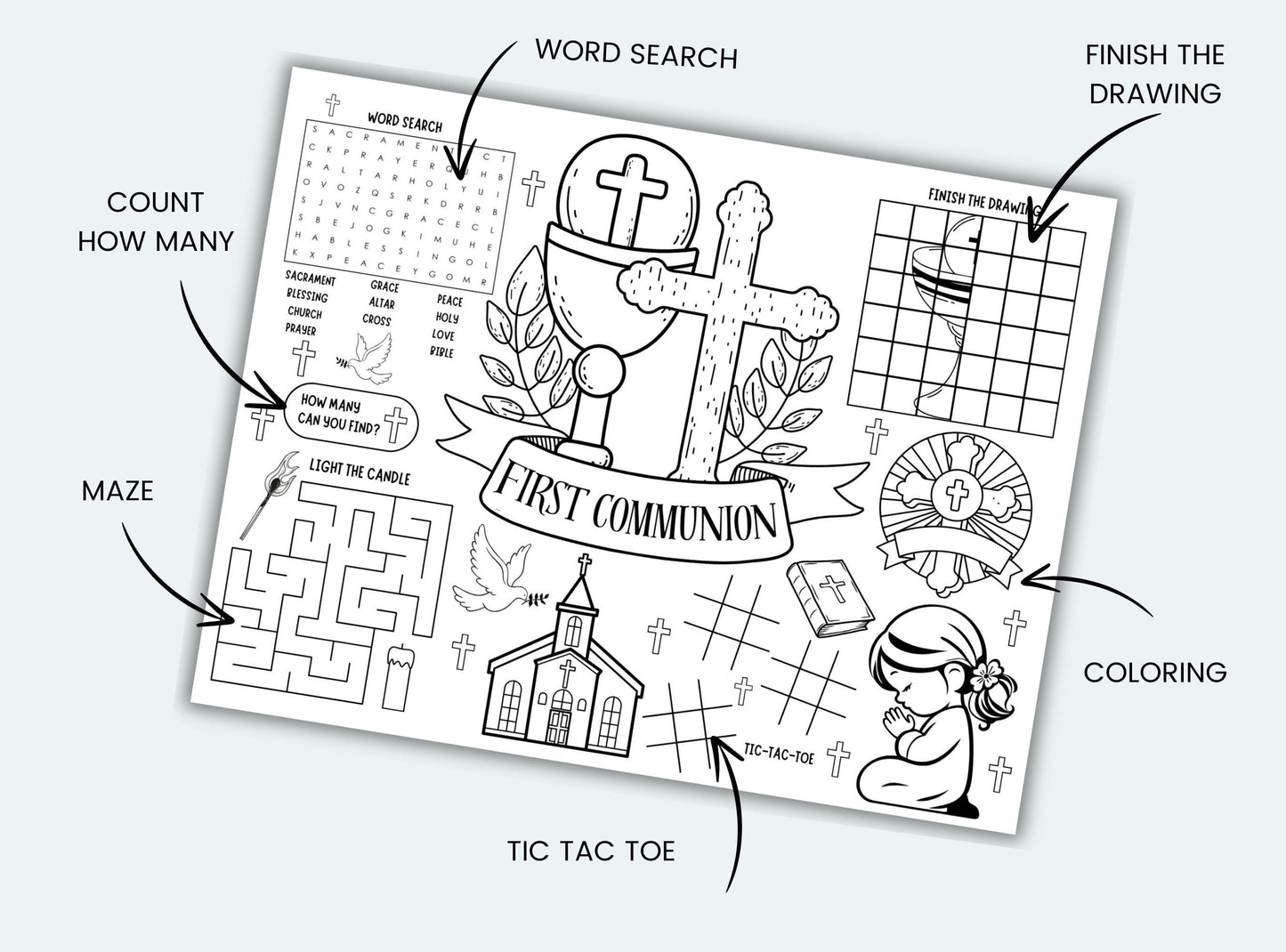 First Communion Activity Placemat
