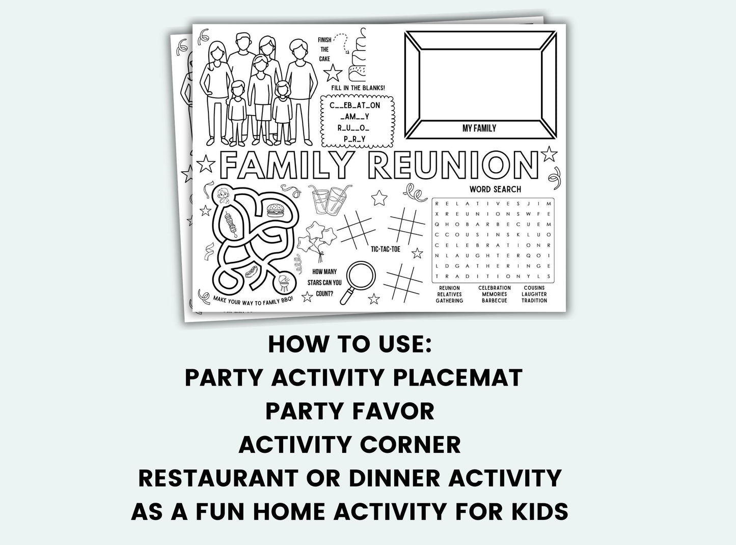 Family Reunion Activity Placemat