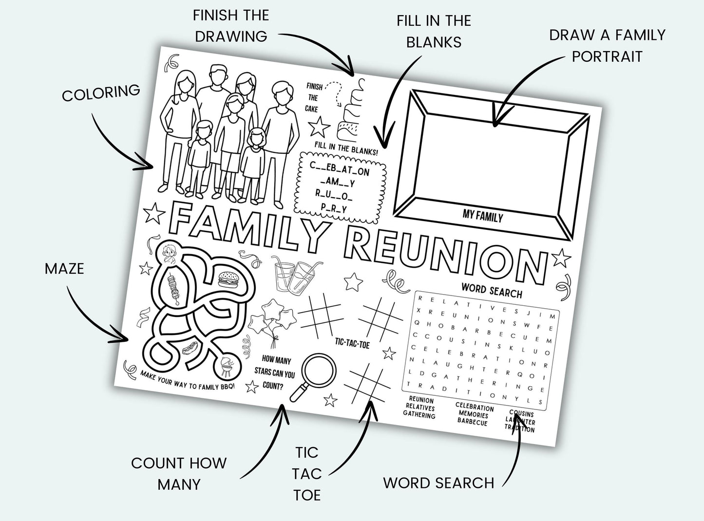 Family Reunion Activity Placemat