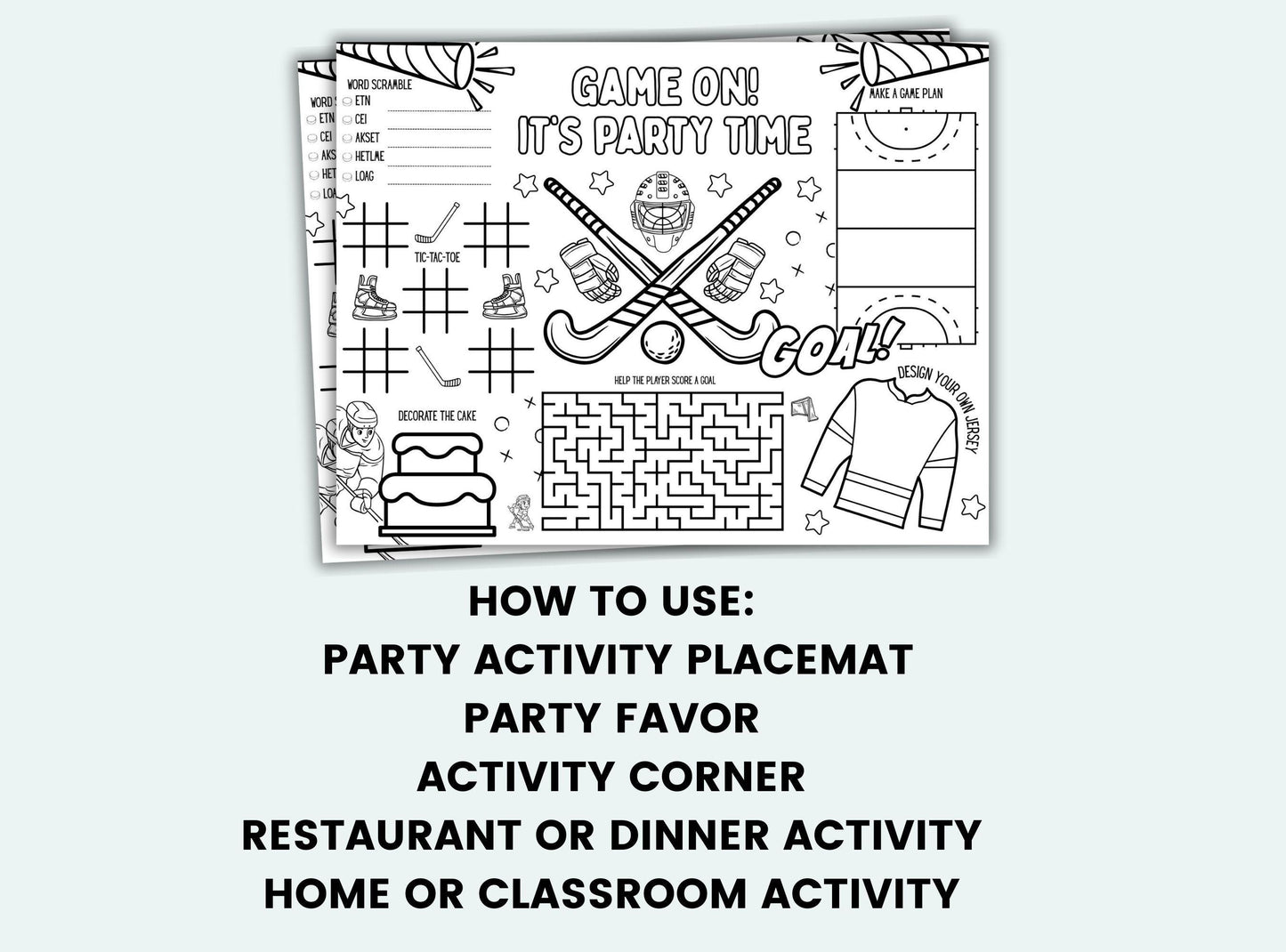 Soccer Party Activity Placemat