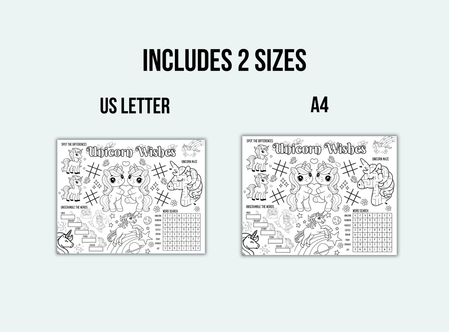 Unicorn Party Activity Placemat