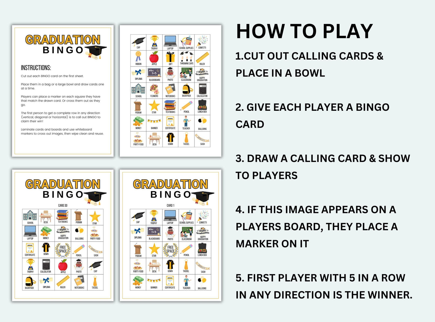 Graduation Bingo Game