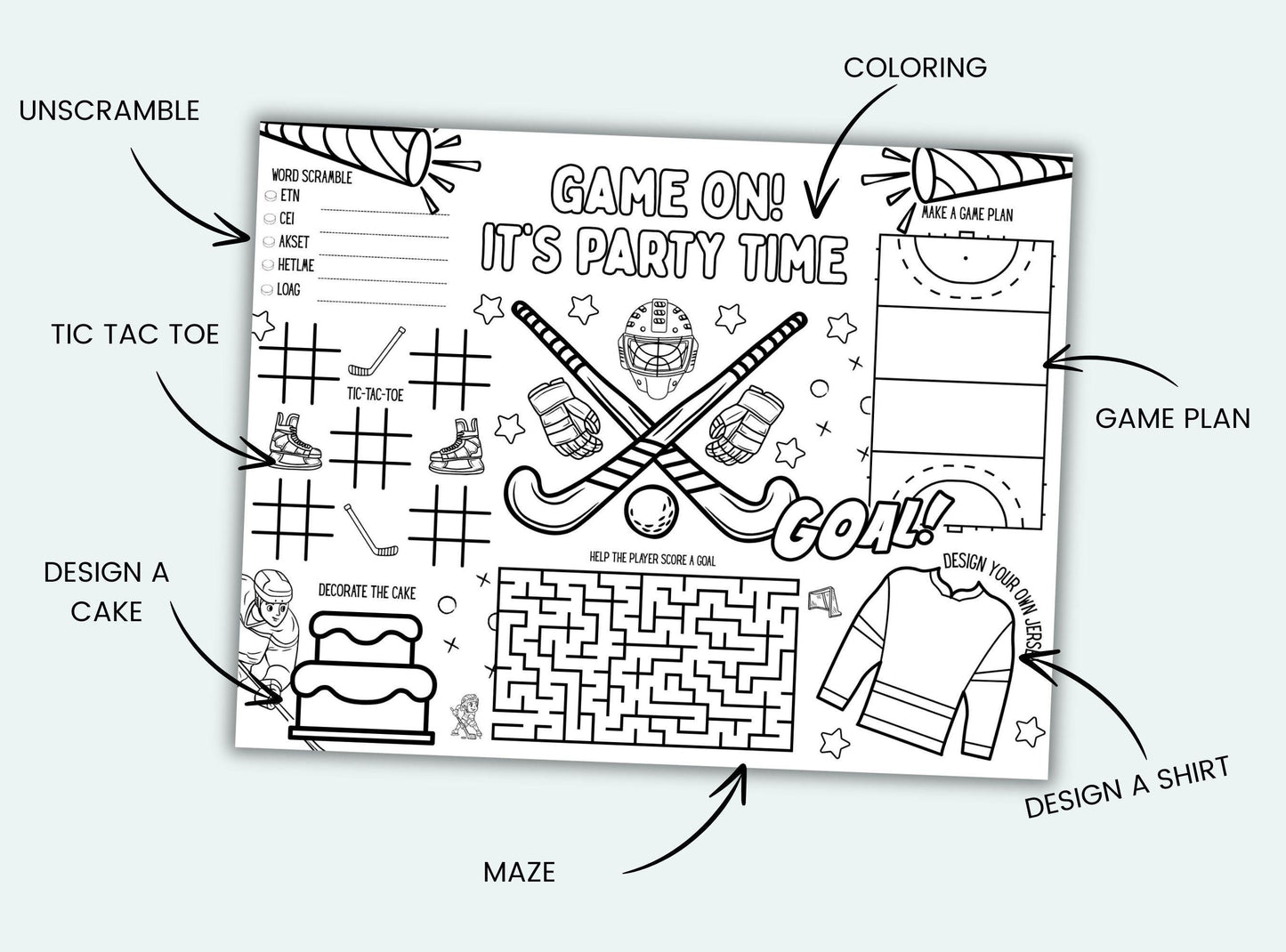 Soccer Party Activity Placemat