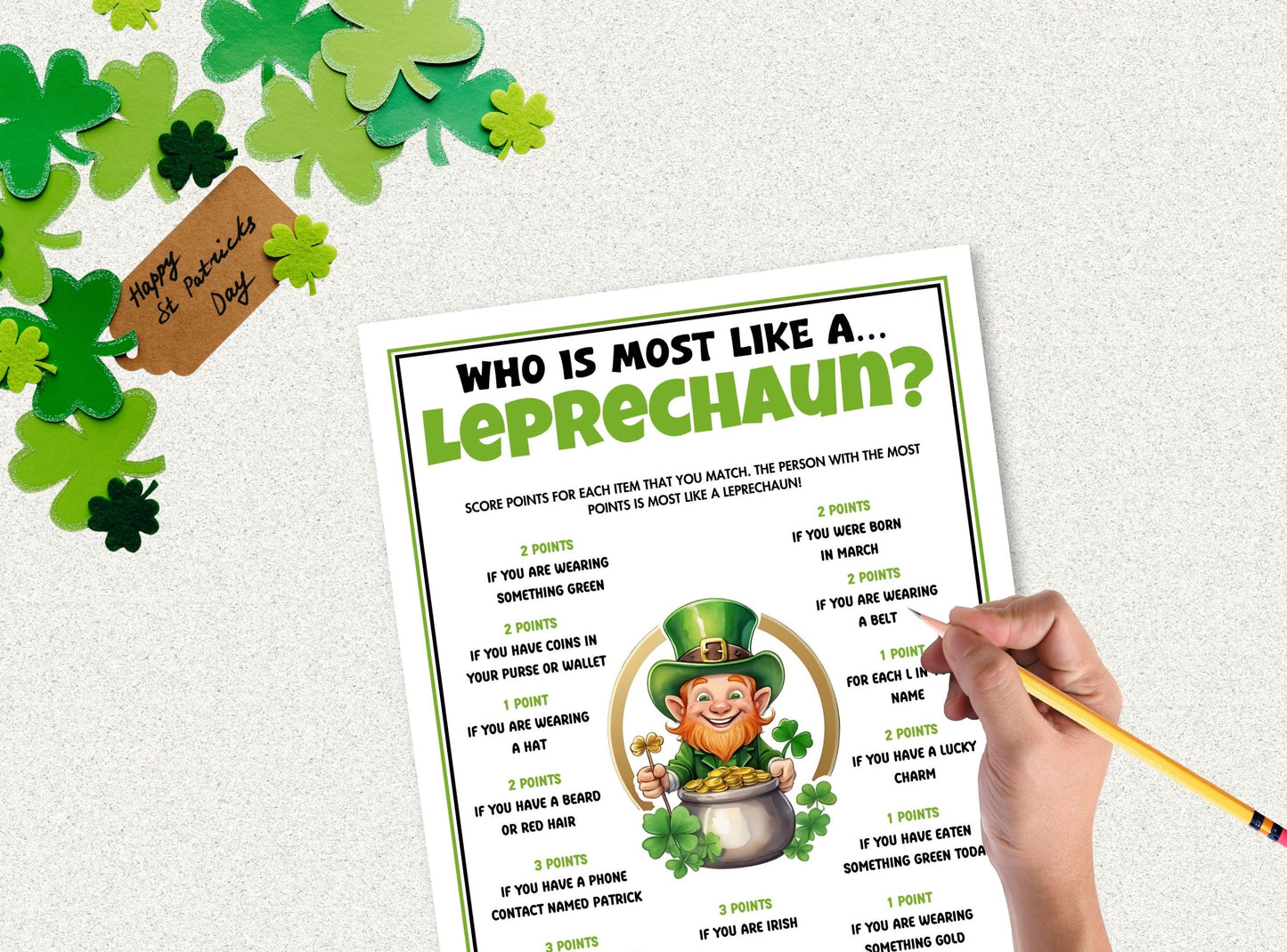 Who Is Most Like A Leprechaun Game.