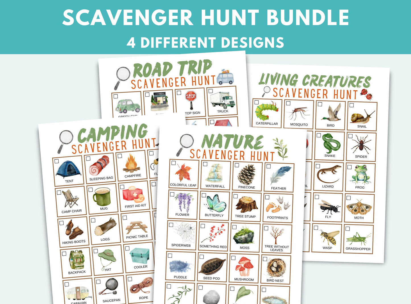 Printable Nature Scavenger Hunt Bundle