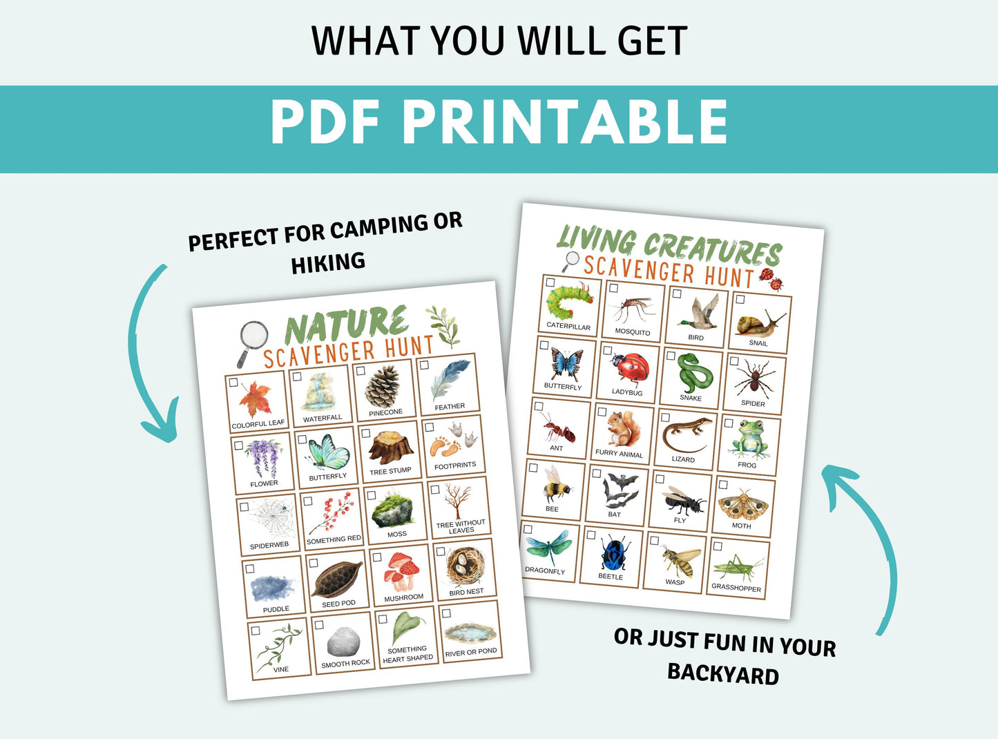 Printable Nature Scavenger Hunt Bundle