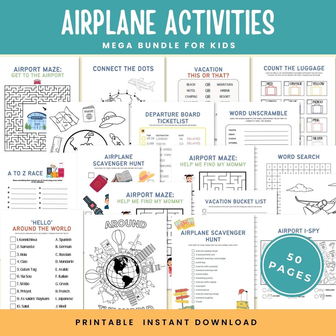 printable airplane activity book for kids
