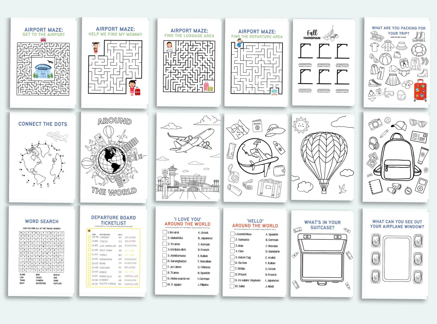 printable airplane activity book for kids
