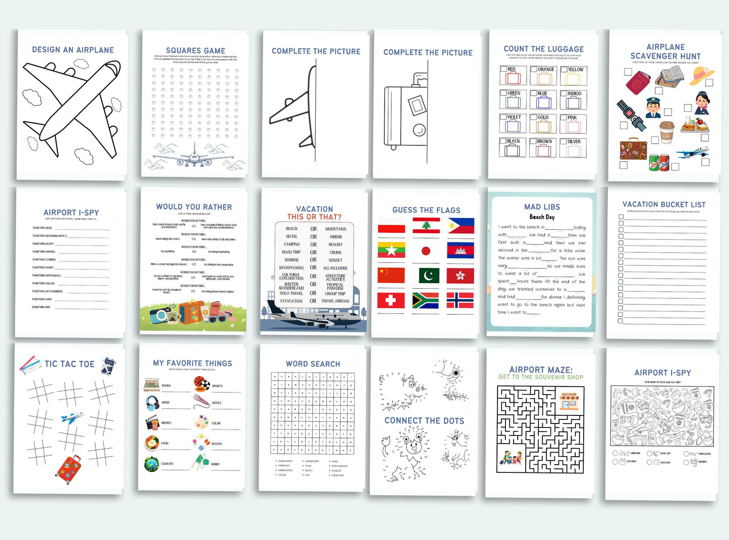 printable airplane activity book for kids