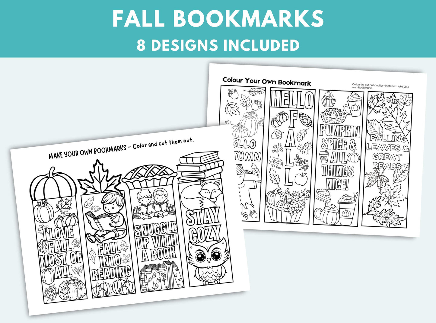 Printable Fall Colouring Bookmarks