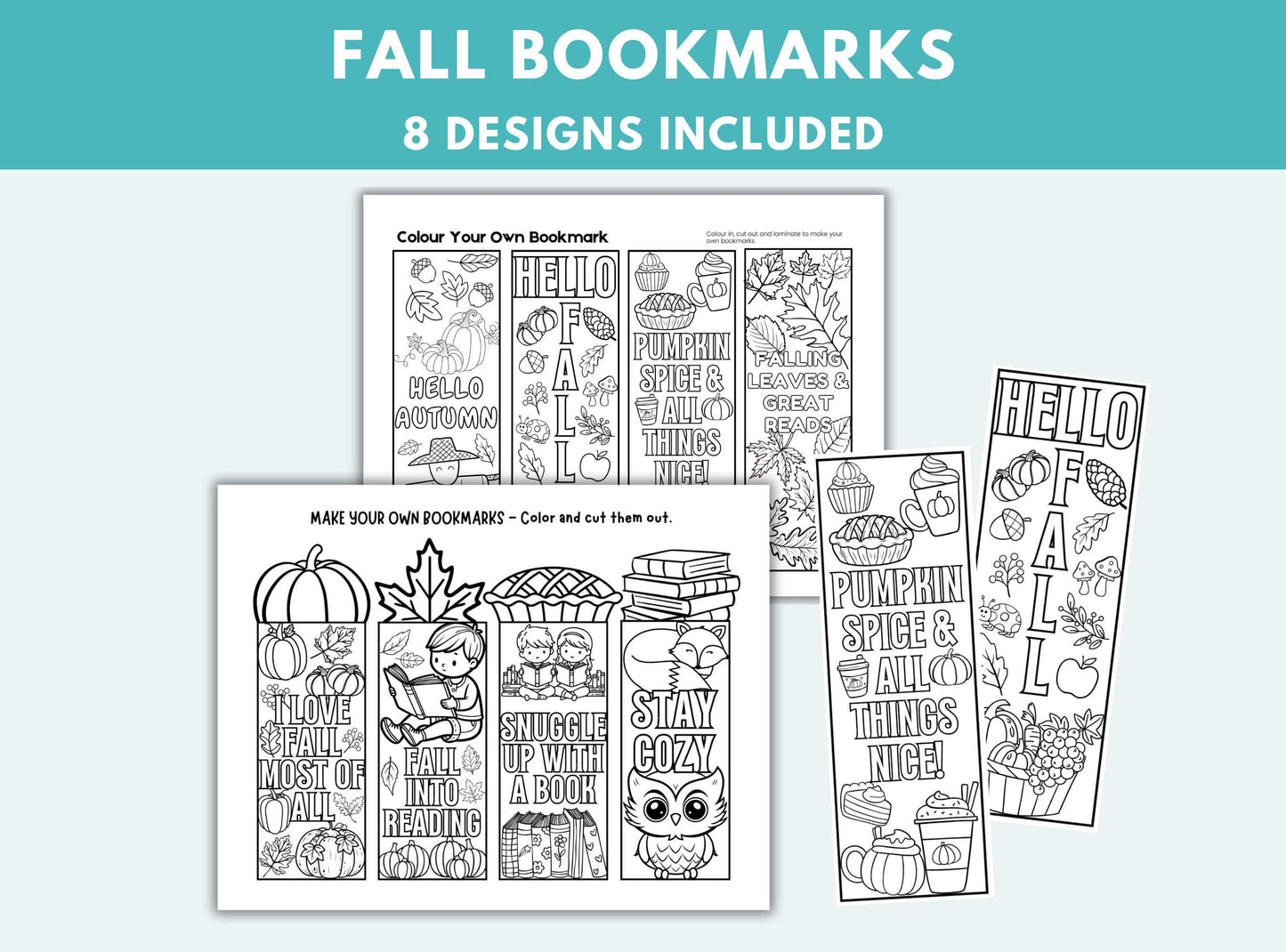 Printable Fall Colouring Bookmarks