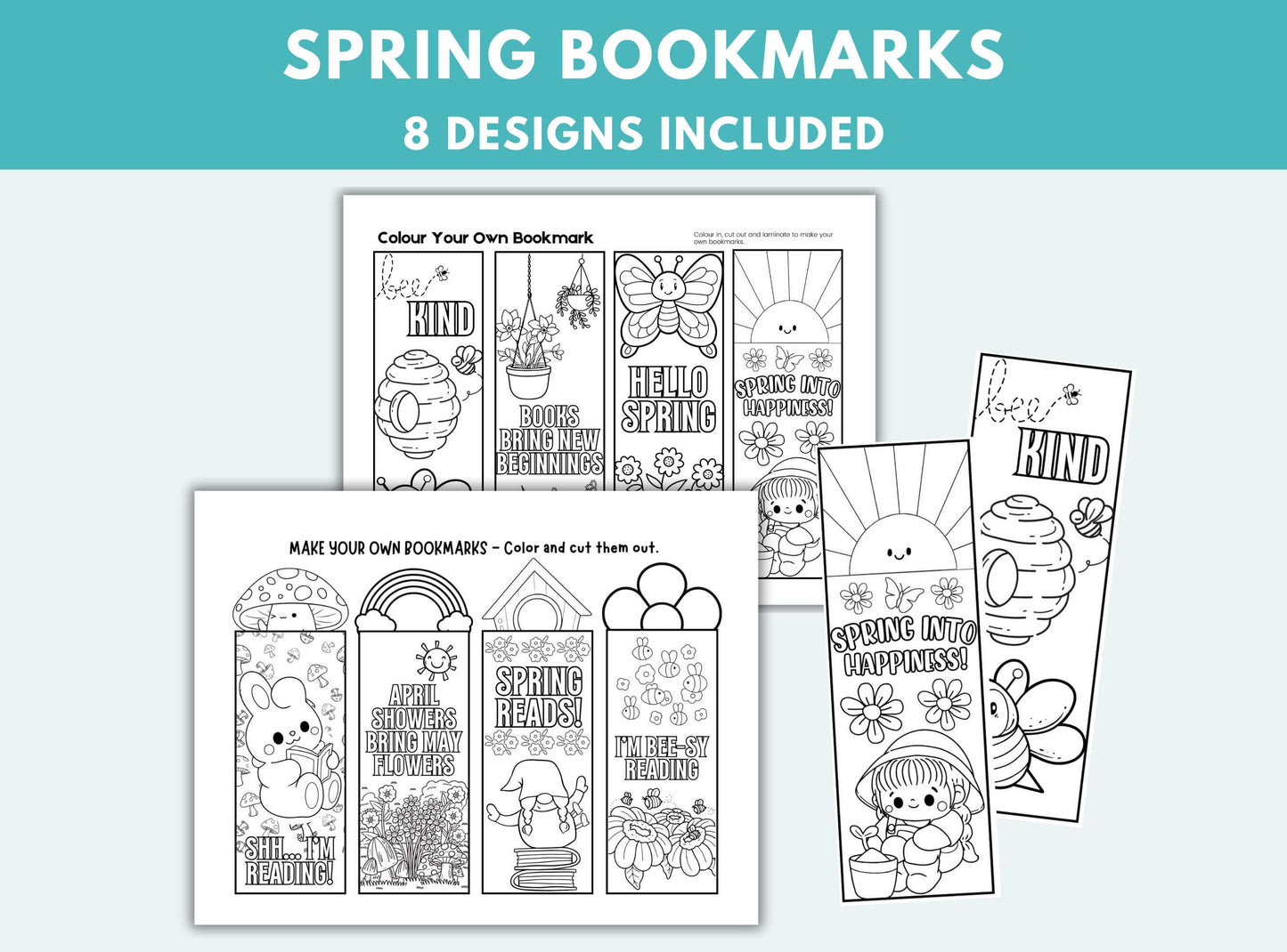 Printable Spring Colouring Bookmarks