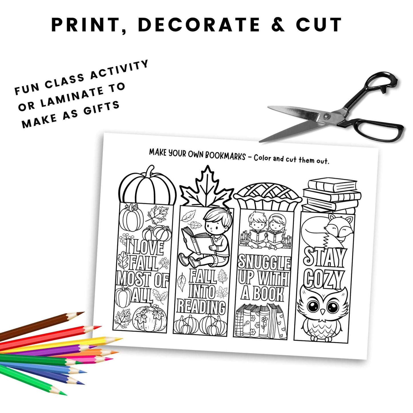 Printable Fall Colouring Bookmarks