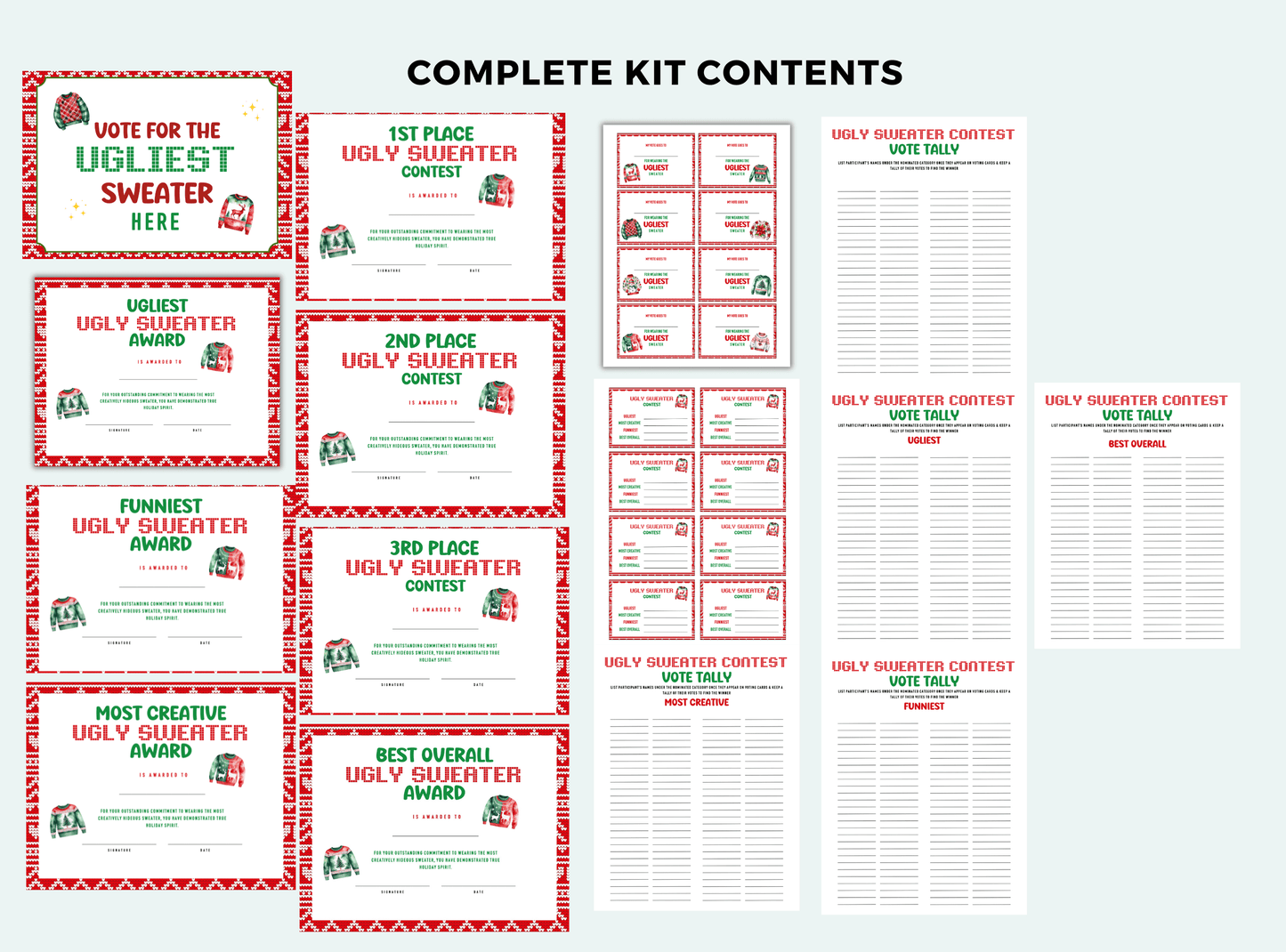 ugly sweater contest kit