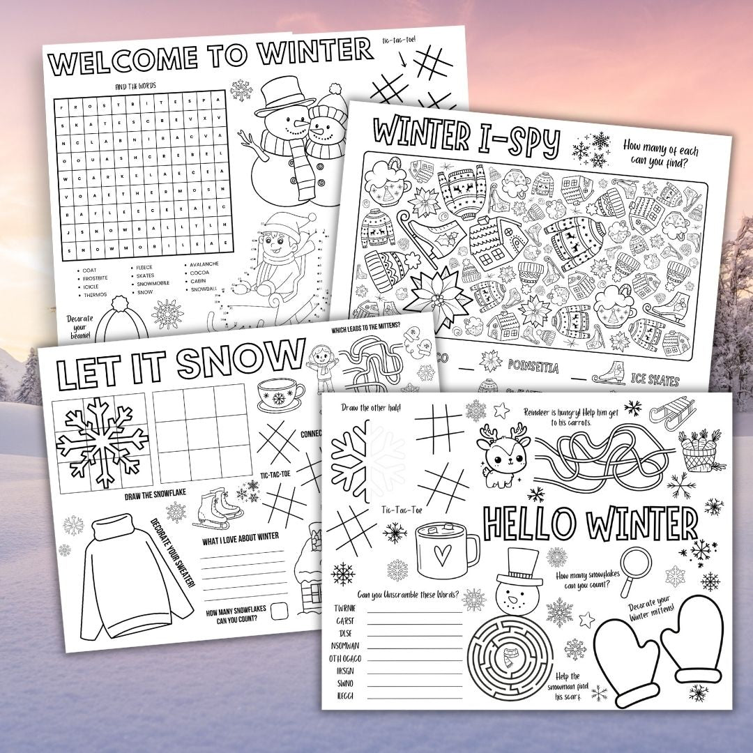 Printable Winter Activity Placemats