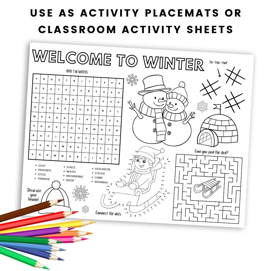 Printable Winter Activity Placemats