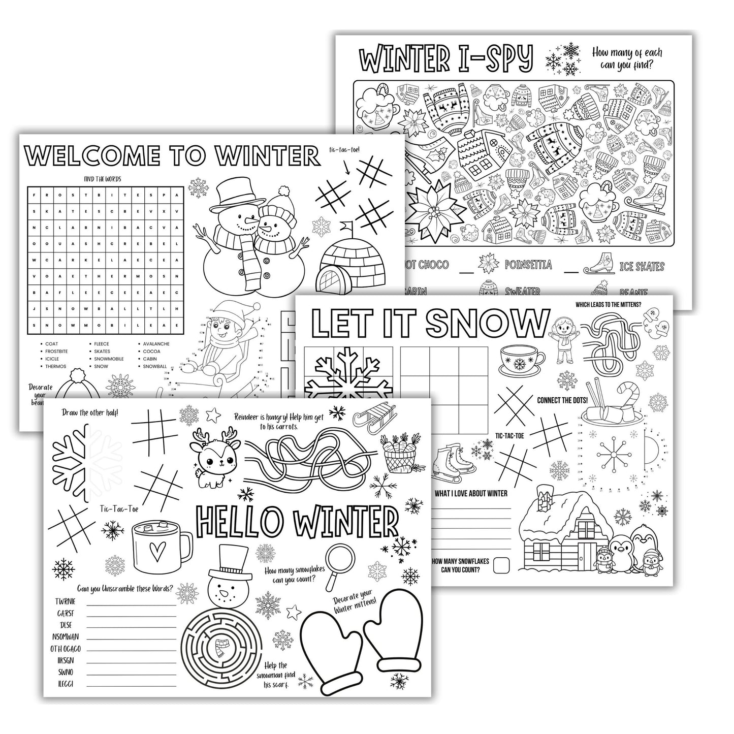Printable Winter Activity Placemats