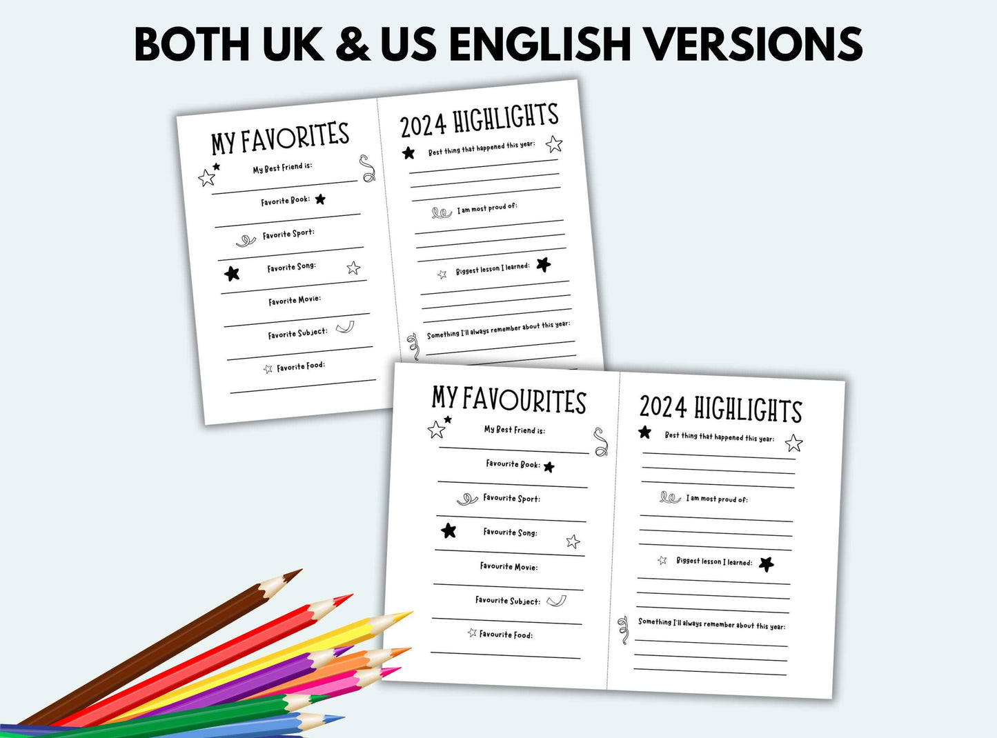 Printable My Year In Review Booklet