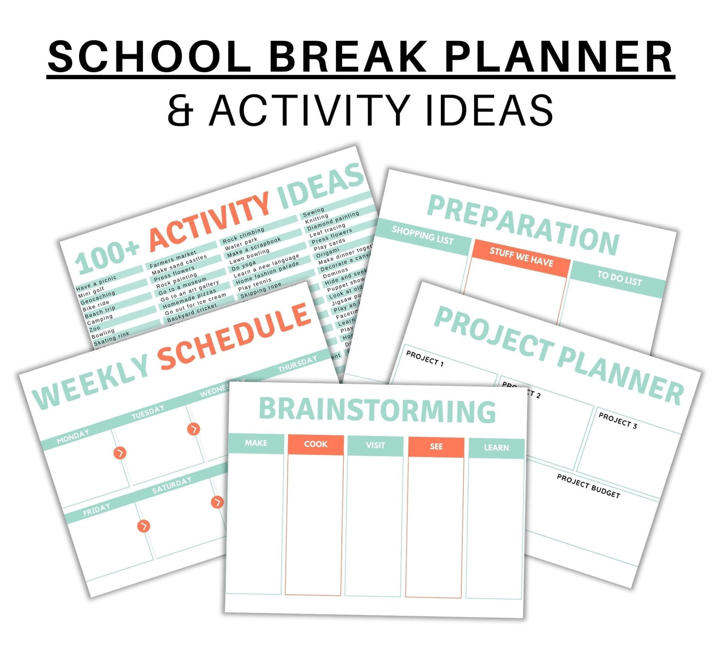 School Vacation Activity Planner - Simplify Create Inspire