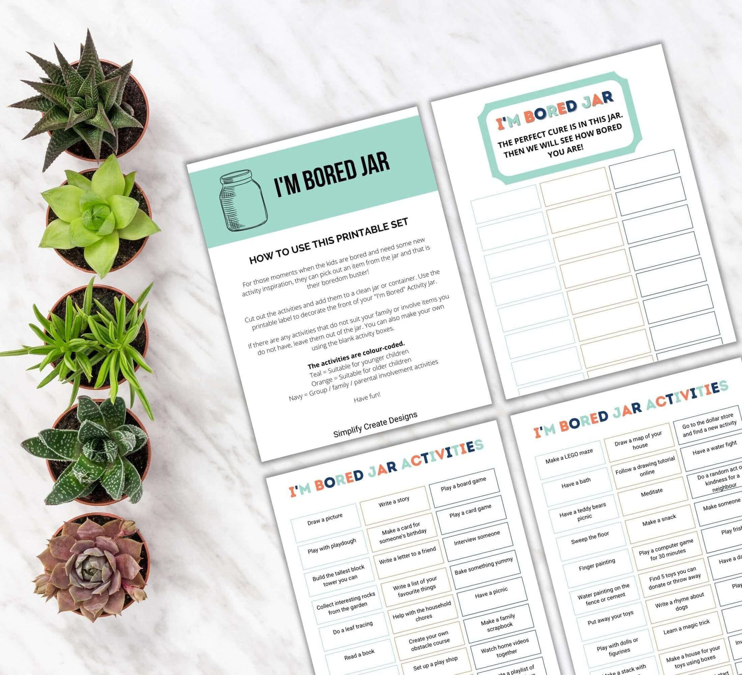 I'm Bored Jar Activity Cards - Make Your Own Activity Jar - Simplify Create Inspire