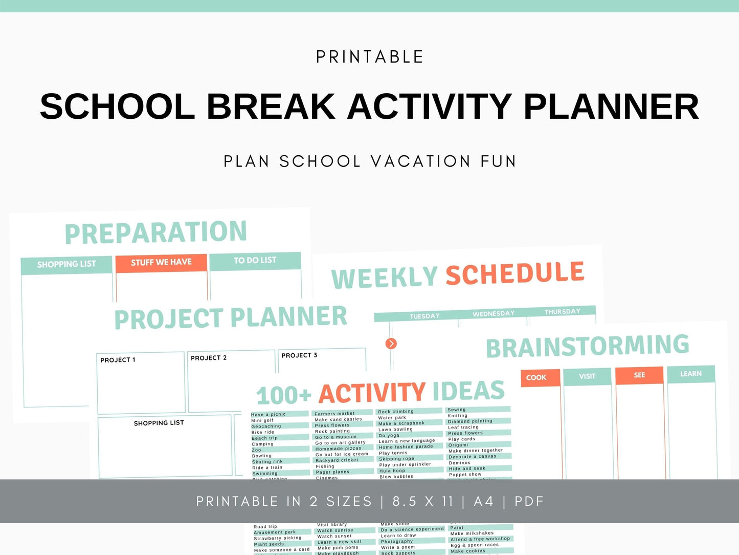 School Vacation Activity Planner - Simplify Create Inspire