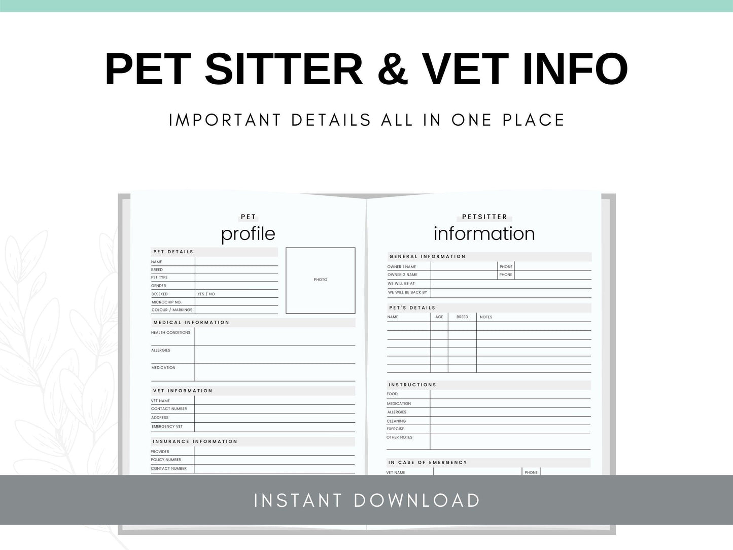 Pet Care Planner - Simplify Create Inspire
