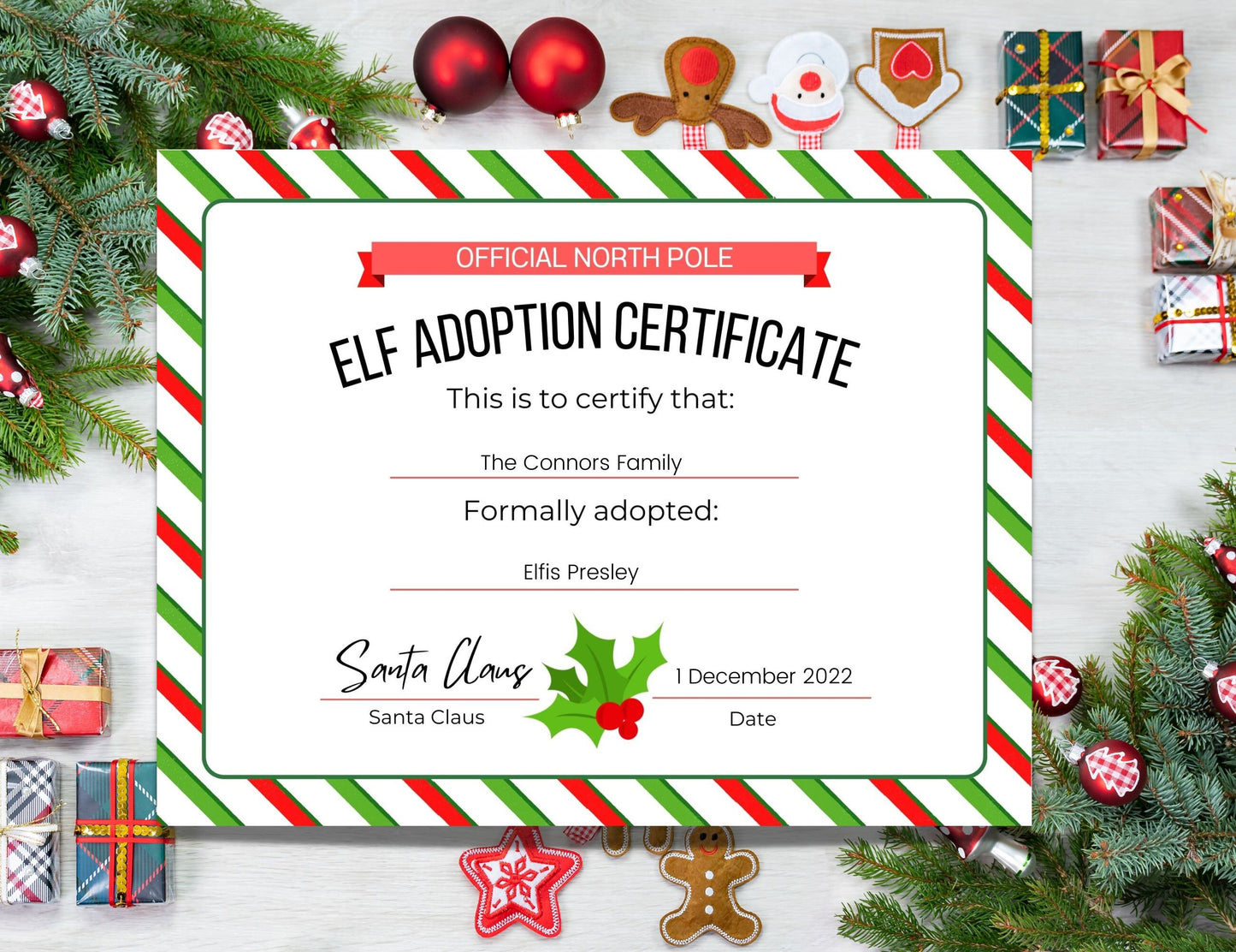Elf Adoption Certificate - Simplify Create Inspire