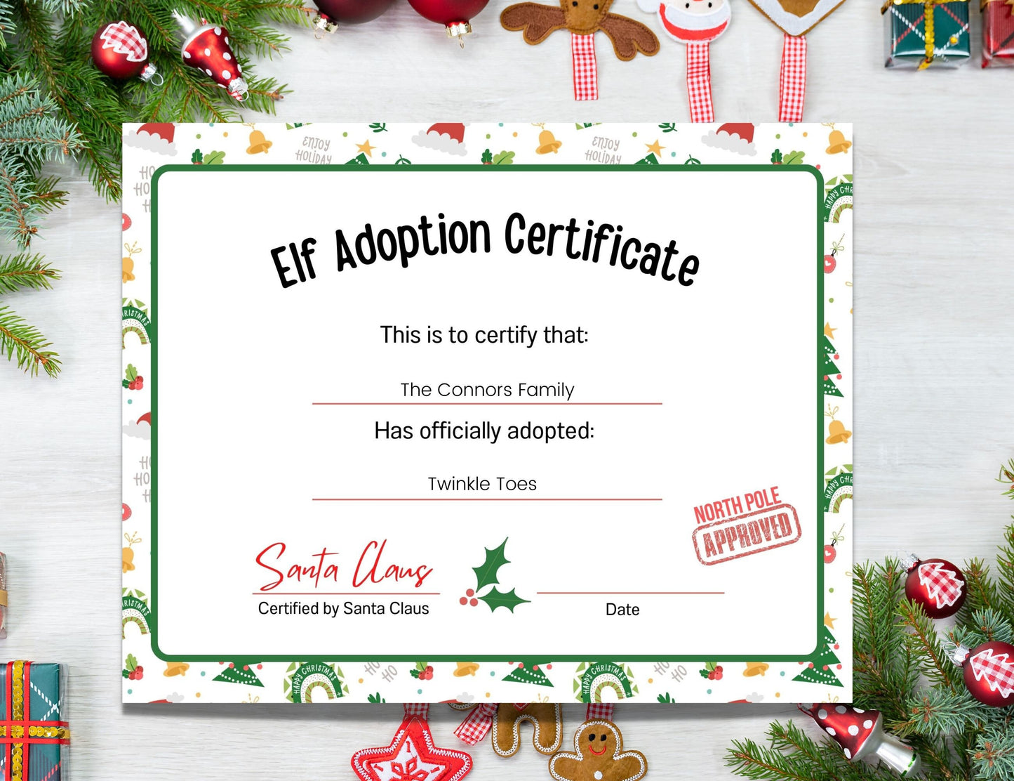 Elf Adoption Certificate - Simplify Create Inspire