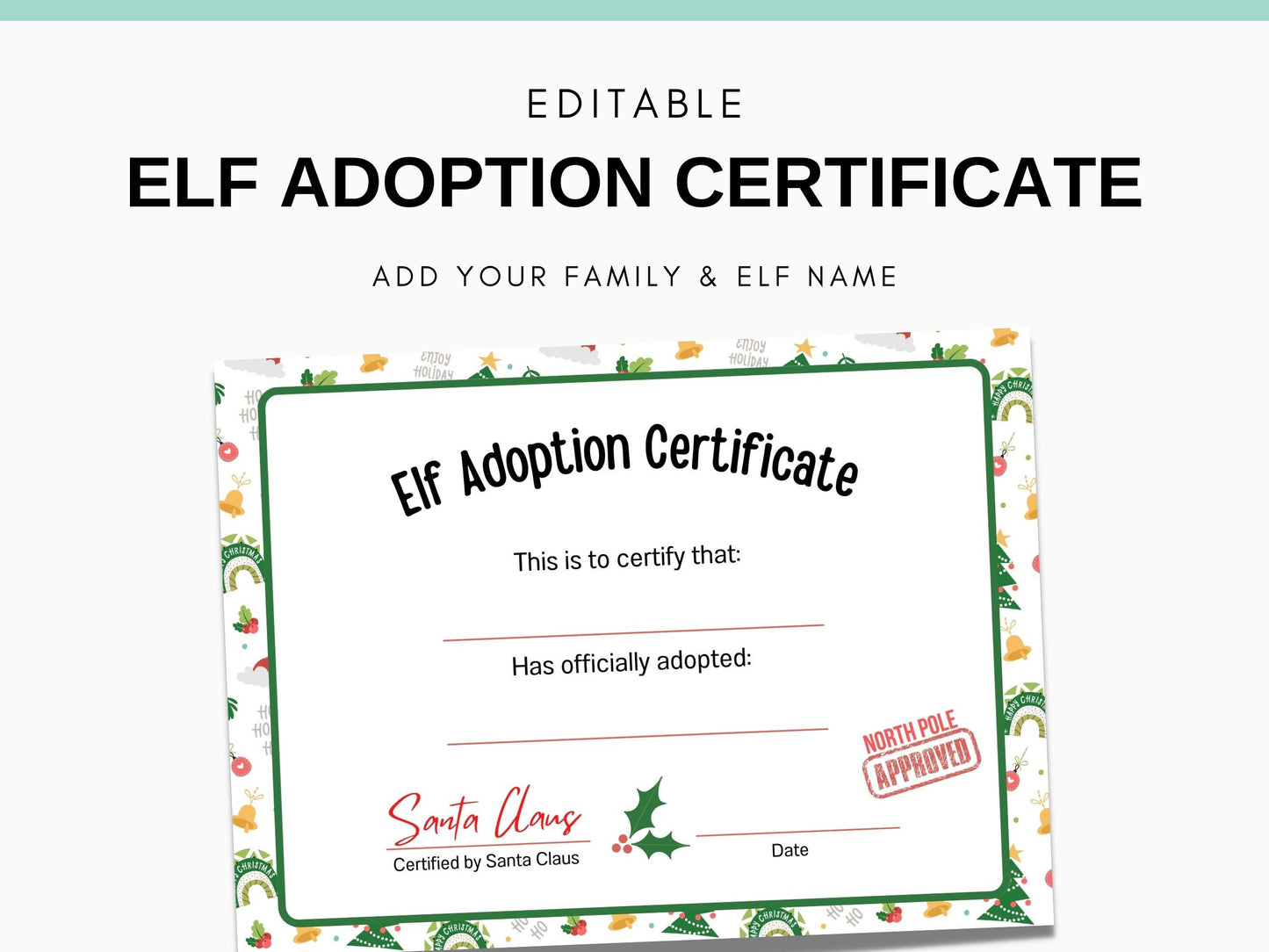 Elf Adoption Certificate - Simplify Create Inspire