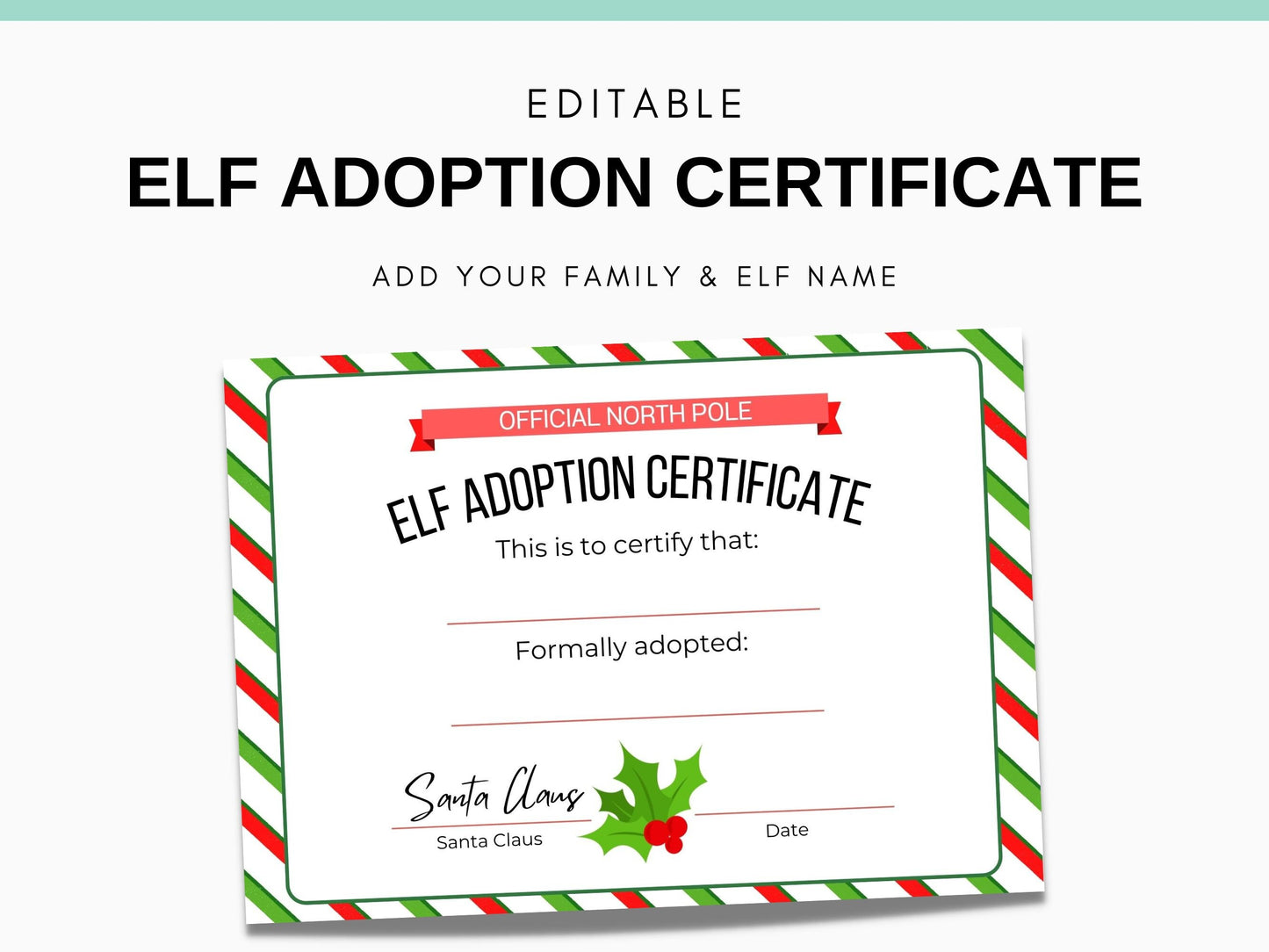 Elf Adoption Certificate - Simplify Create Inspire