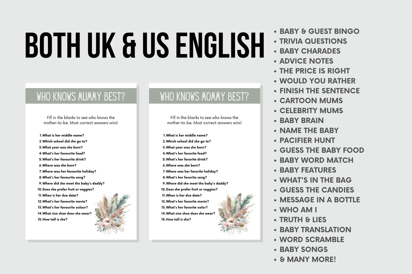 BOHO Baby Shower Games - Simplify Create Inspire