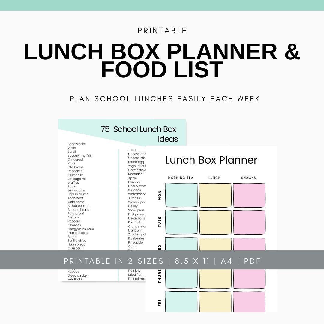 School Lunch Box Planner & Ideas List - Simplify Create Inspire