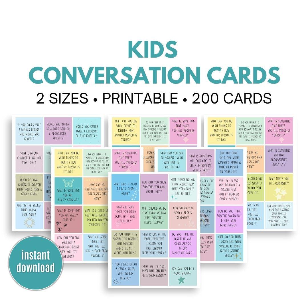 Conversation Cards For Kids - 200 Conversation Starters - Simplify Create Inspire