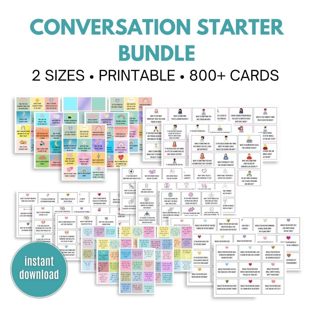 Conversation Card Bundle - 900 Conversation Cards For Families - Simplify Create Inspire