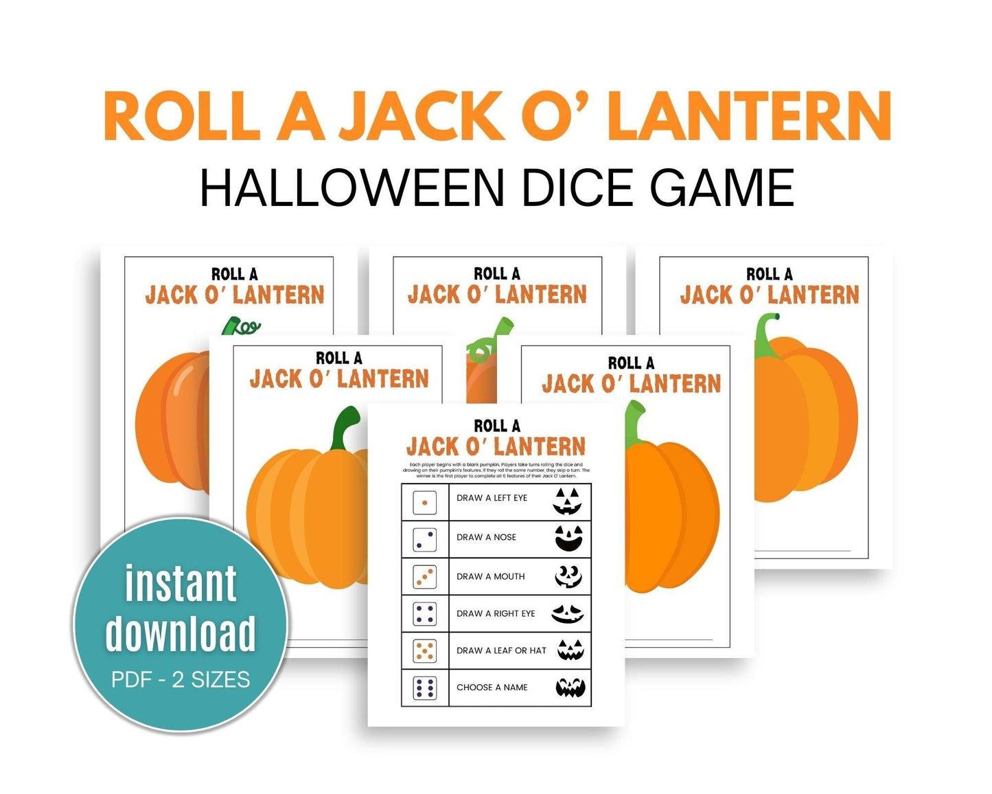 Halloween Roll A Jack O' Lantern Game - Simplify Create Inspire