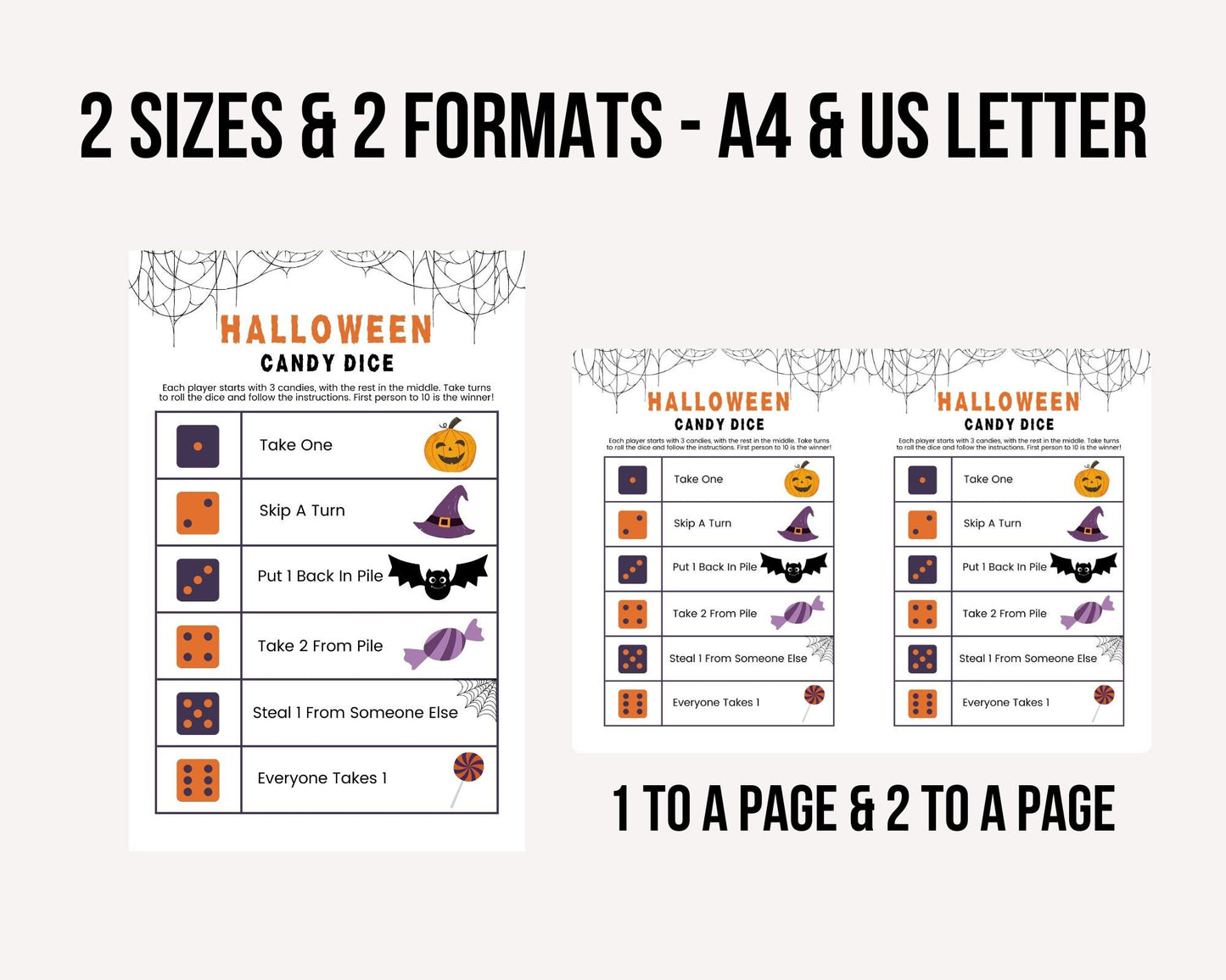 Halloween Candy Dice Game - Simplify Create Inspire