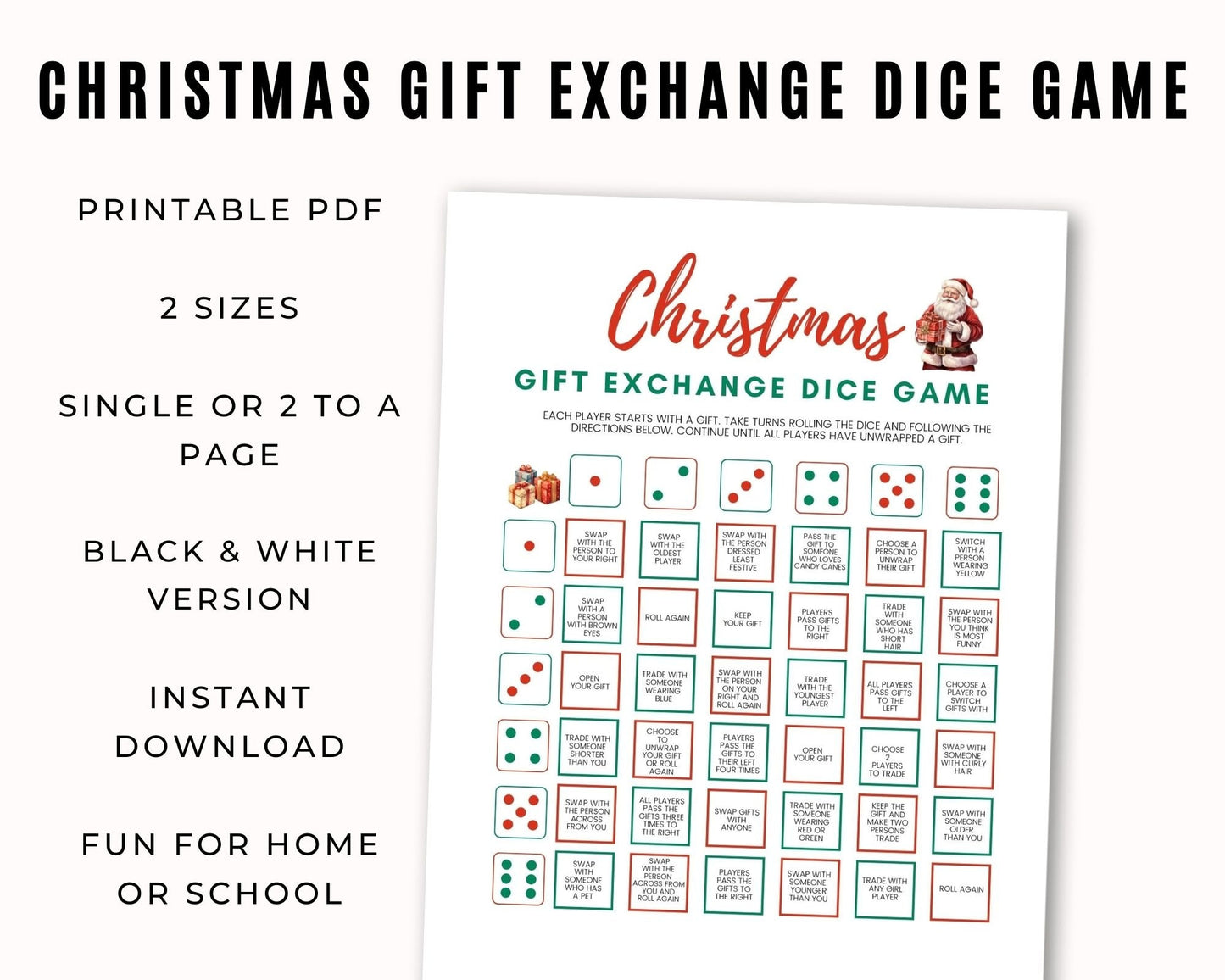 Christmas Dice Gift Exchange Game - Simplify Create Inspire