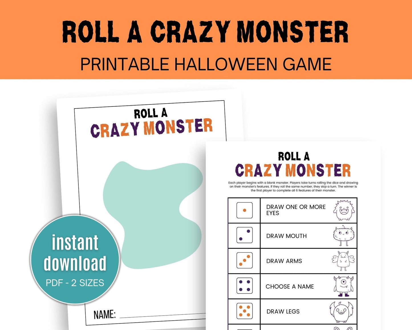 Halloween Roll A Monster Dice Game - Simplify Create Inspire