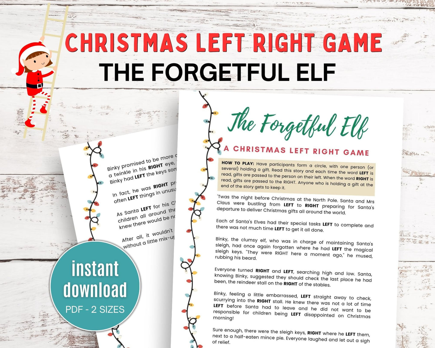 Christmas Left Right Game - The Forgetful Elf - Simplify Create Inspire