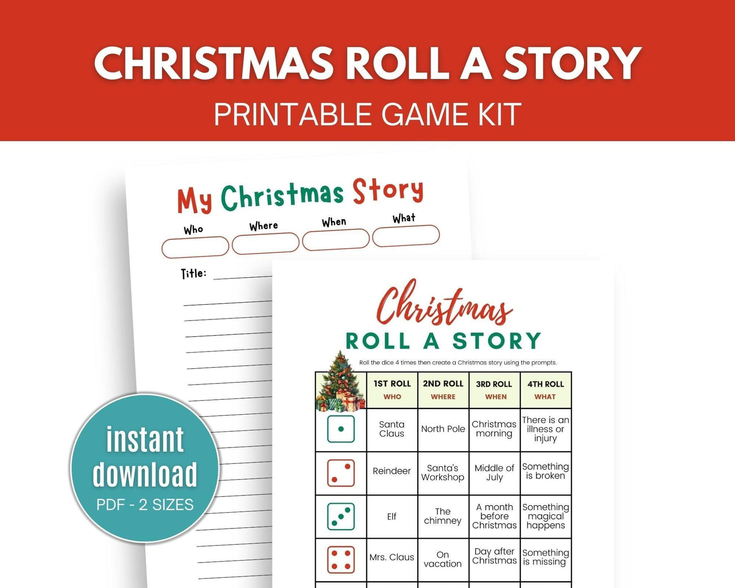 Christmas Roll A Story Dice Game - Simplify Create Inspire