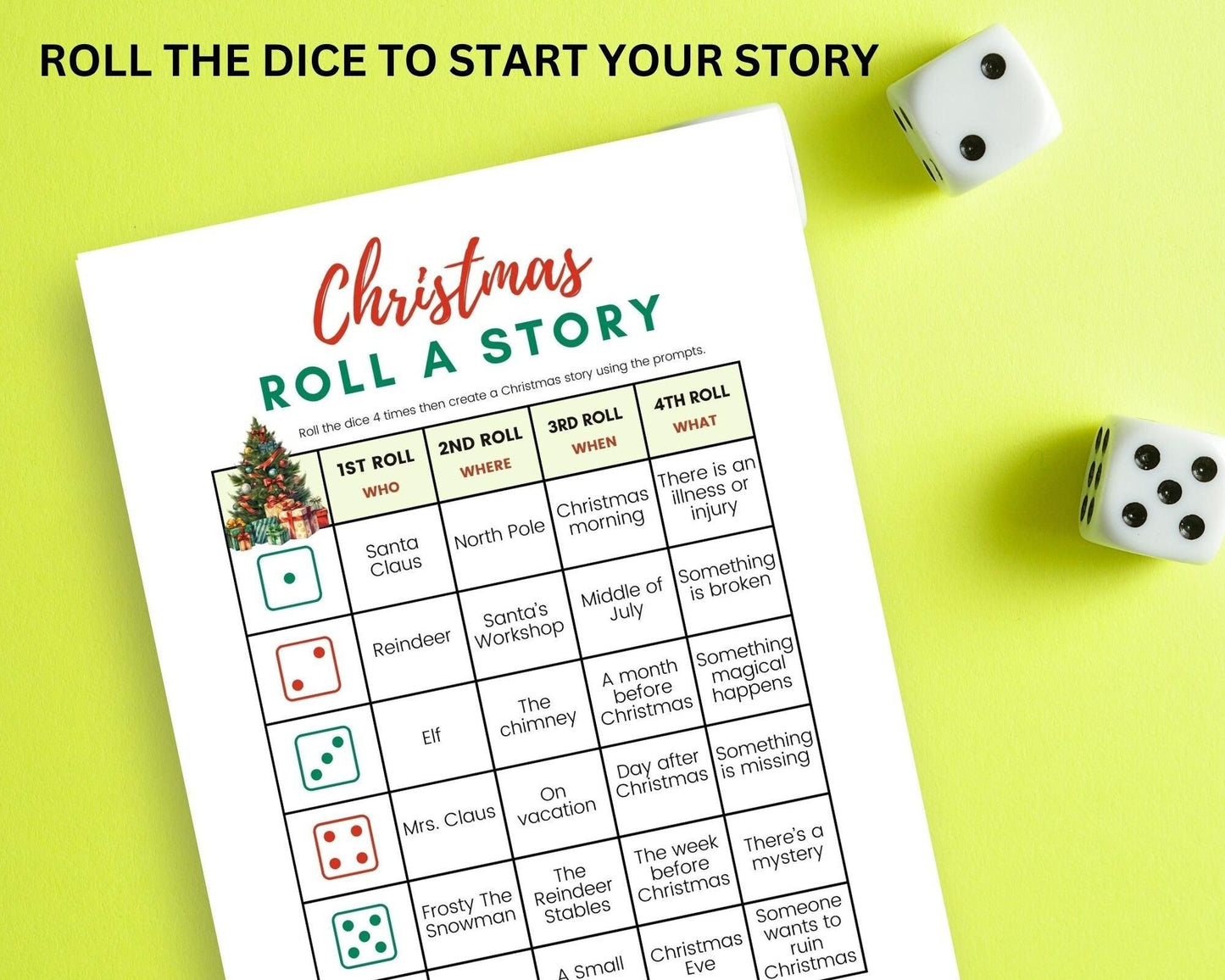 Christmas Roll A Story Dice Game - Simplify Create Inspire